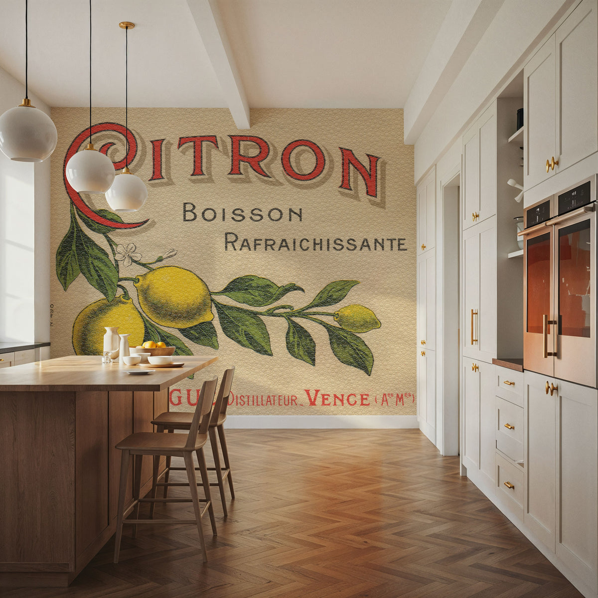 Lemon Label Mural Wallpaper - room preview 02