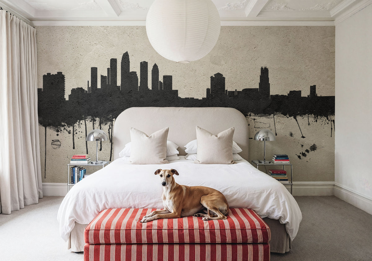 Tampa Florida Skyline Concrete Mural Wallpaper - room preview 02