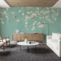 Beneath the Cherry Tree Mint Mural Wallpaper - room preview 02