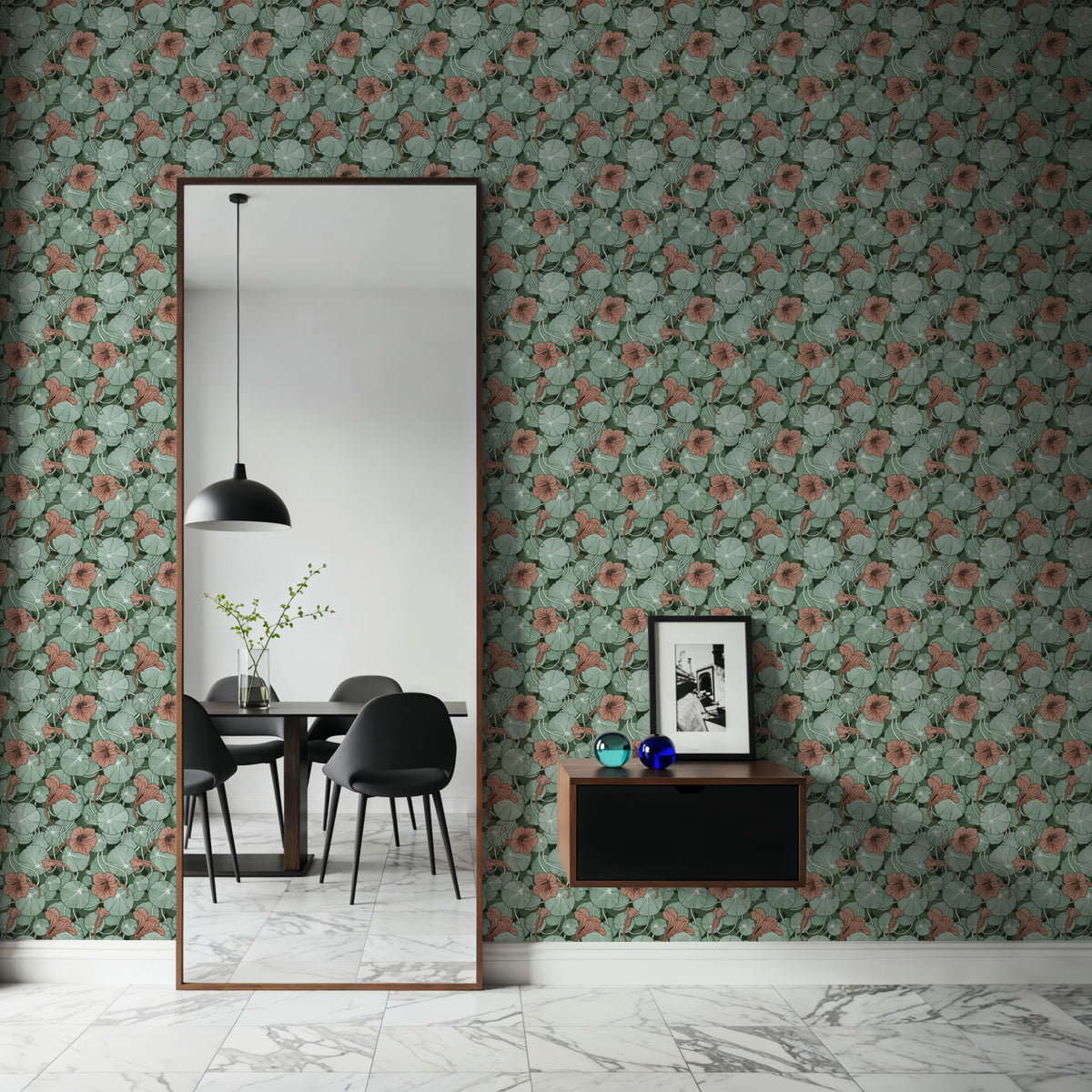 Nasturtium Verdure, Peachy Rose Mural Wallpaper - room preview 02