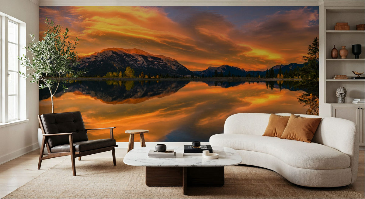 Grotto Mountain Mural Wallpaper - Red Tone - room preview 02