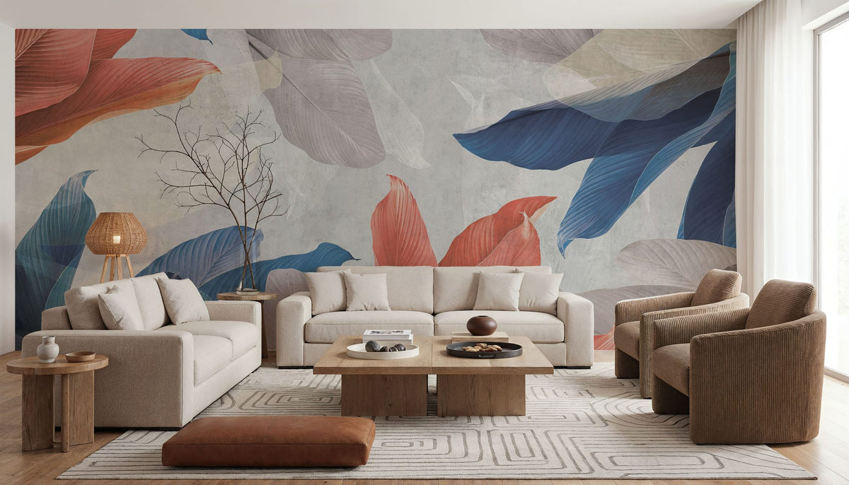Layered Leaves Mural Wallpaper - room preview 02