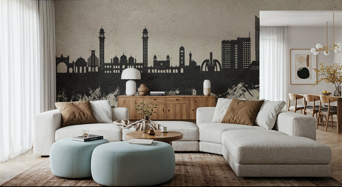Faislabad Pakistan Skyline Concrete Mural Wallpaper - room preview 02