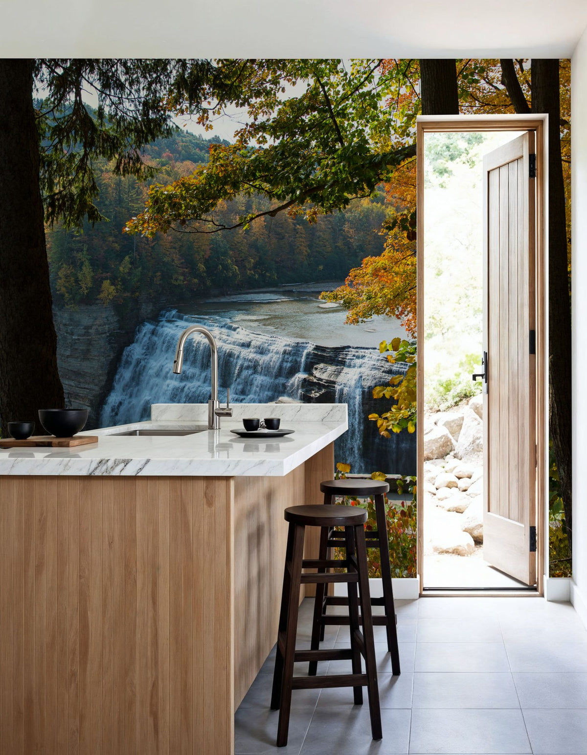 Middle Falls Mural Wallpaper - room preview 02