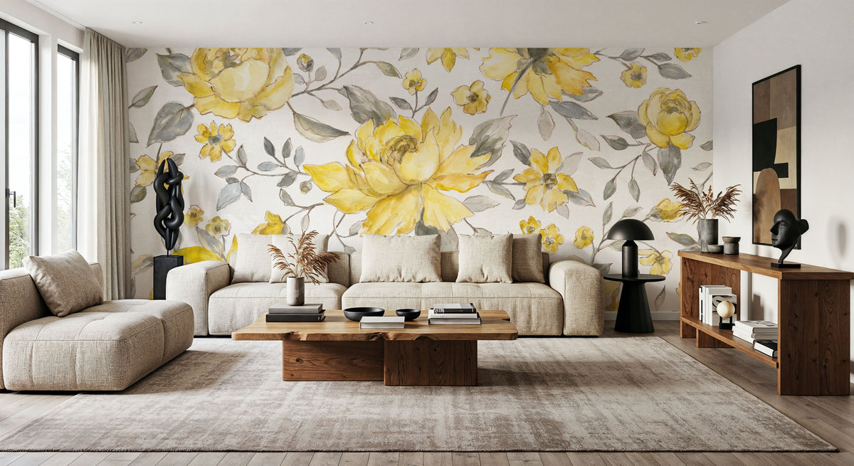 Sunny Flowers Mural Wallpaper - room preview 02
