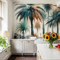 Palm Grove Watercolor Mural Wallpaper - room preview 02
