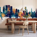 The Hauge Netherlands Skyline Blue & Bronze Mural Wallpaper - room preview 02