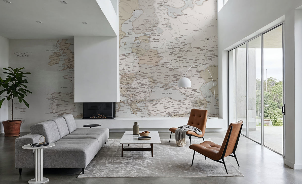 Europe Map Detailed - Lucille Mural Wallpaper - room preview 02