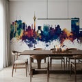 Tehran Iran Skyline Blue & Bronze Mural Wallpaper - room preview 02
