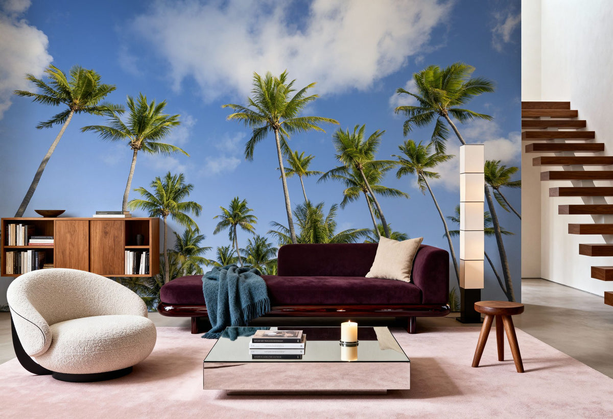 Strecthing Palm Trees Mural Wallpaper - room preview 02
