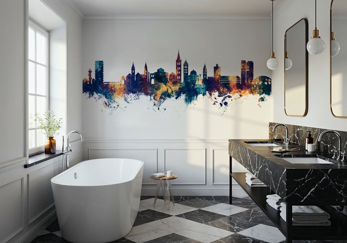 Zadar Croatia Skyline Blue & Bronze Mural Wallpaper - room preview 02