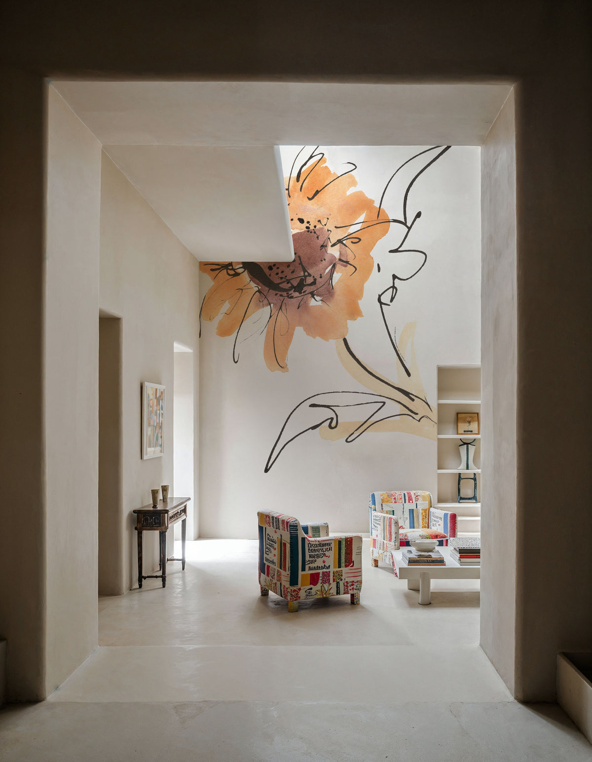 Apricot Sunflower I Mural Wallpaper - room preview 02