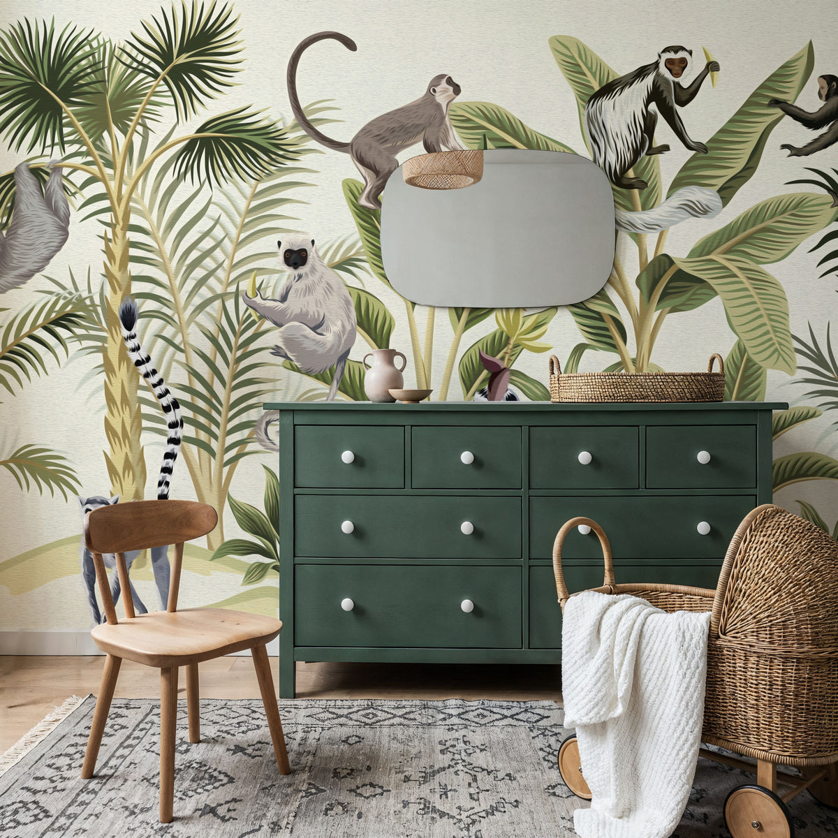 Where the Monkey's Play Mural Wallpaper - room preview 02