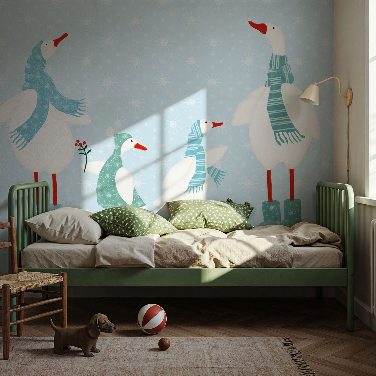 Ducks in the Snow I Mural Wallpaper - room preview 02