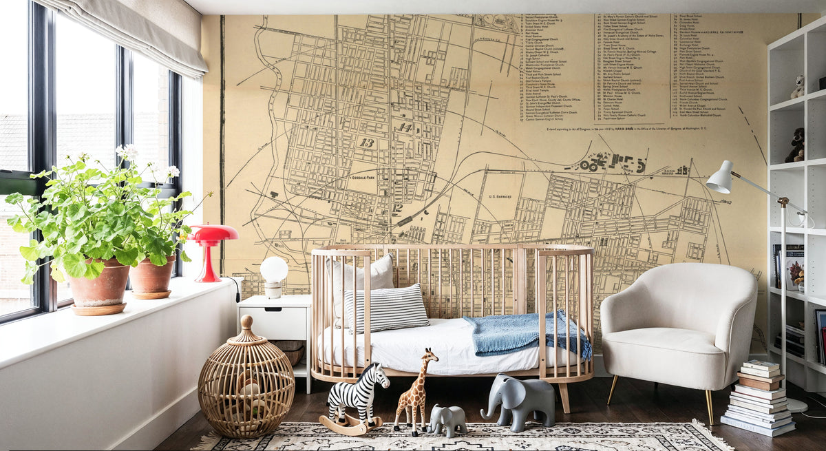 Map of the City of Columbus Ohio Mural Wallpaper - room preview 02