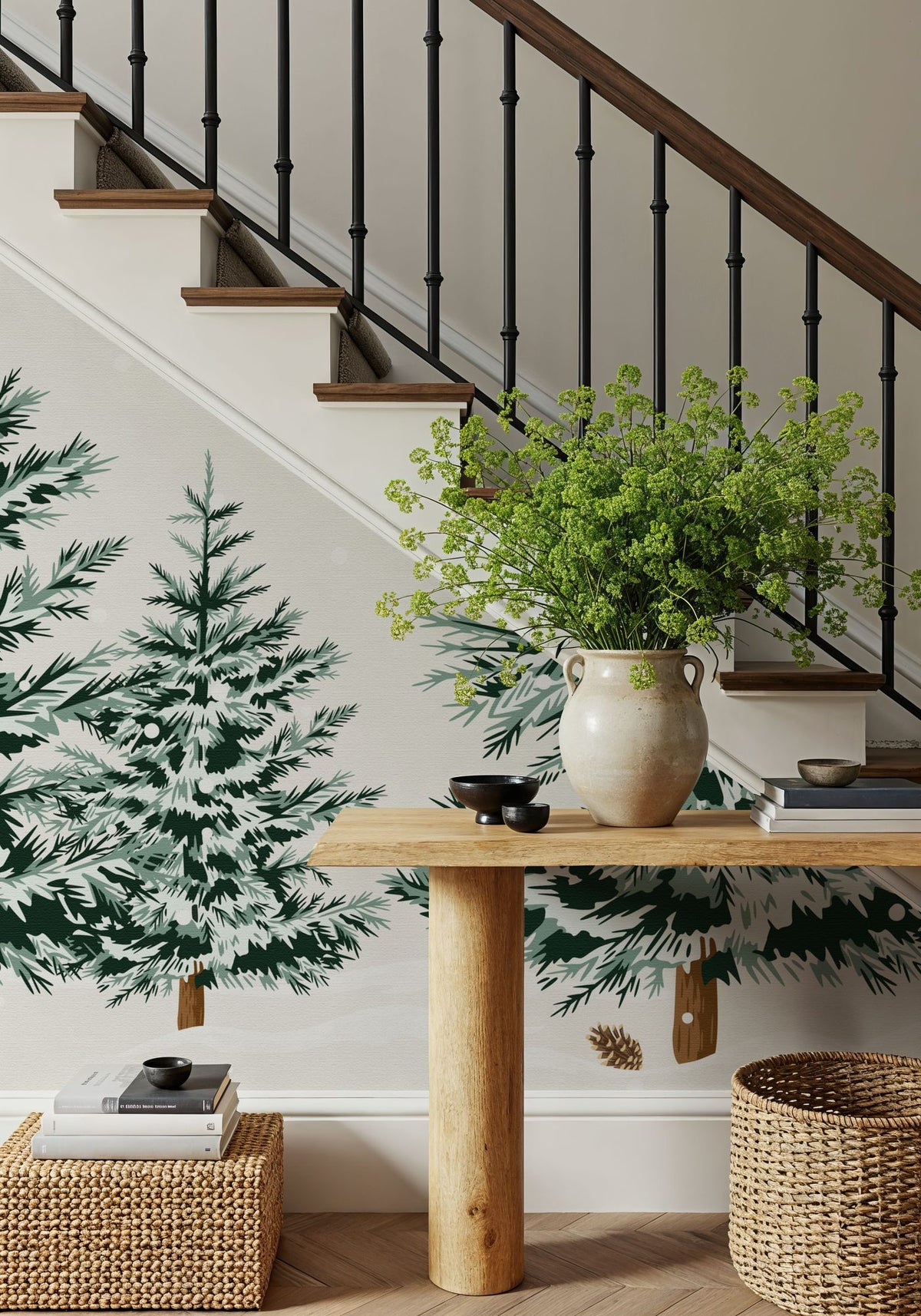 Snowy Spruce Trees Mural Wallpaper - room preview 02