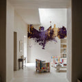 Lawrence Kansas Skyline Purple & Gold Mural Wallpaper - room preview 02
