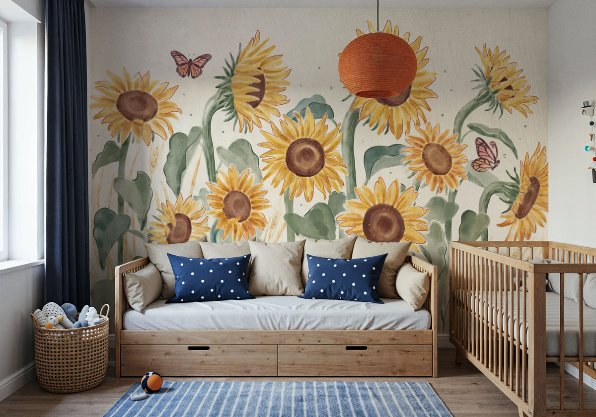 Sunflower Season Mural Wallpaper - room preview 02
