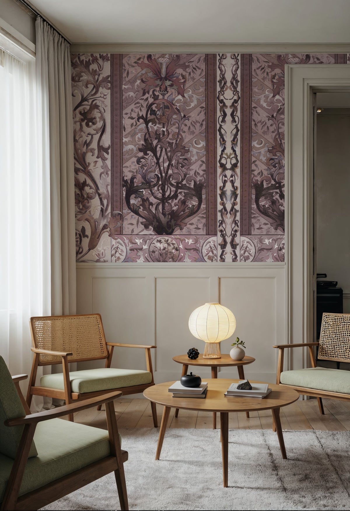 Plant Fantasy Ornament, Rose Mural Wallpaper - room preview 02