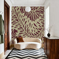 Leaf Wave Claret Mural Wallpaper - room preview 02