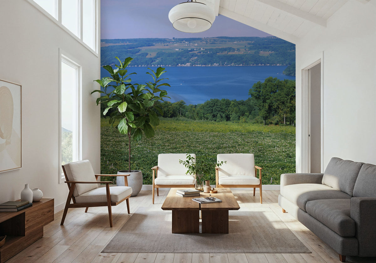 Vineyard Lakeside Serenity Mural Wallpaper - room preview 02
