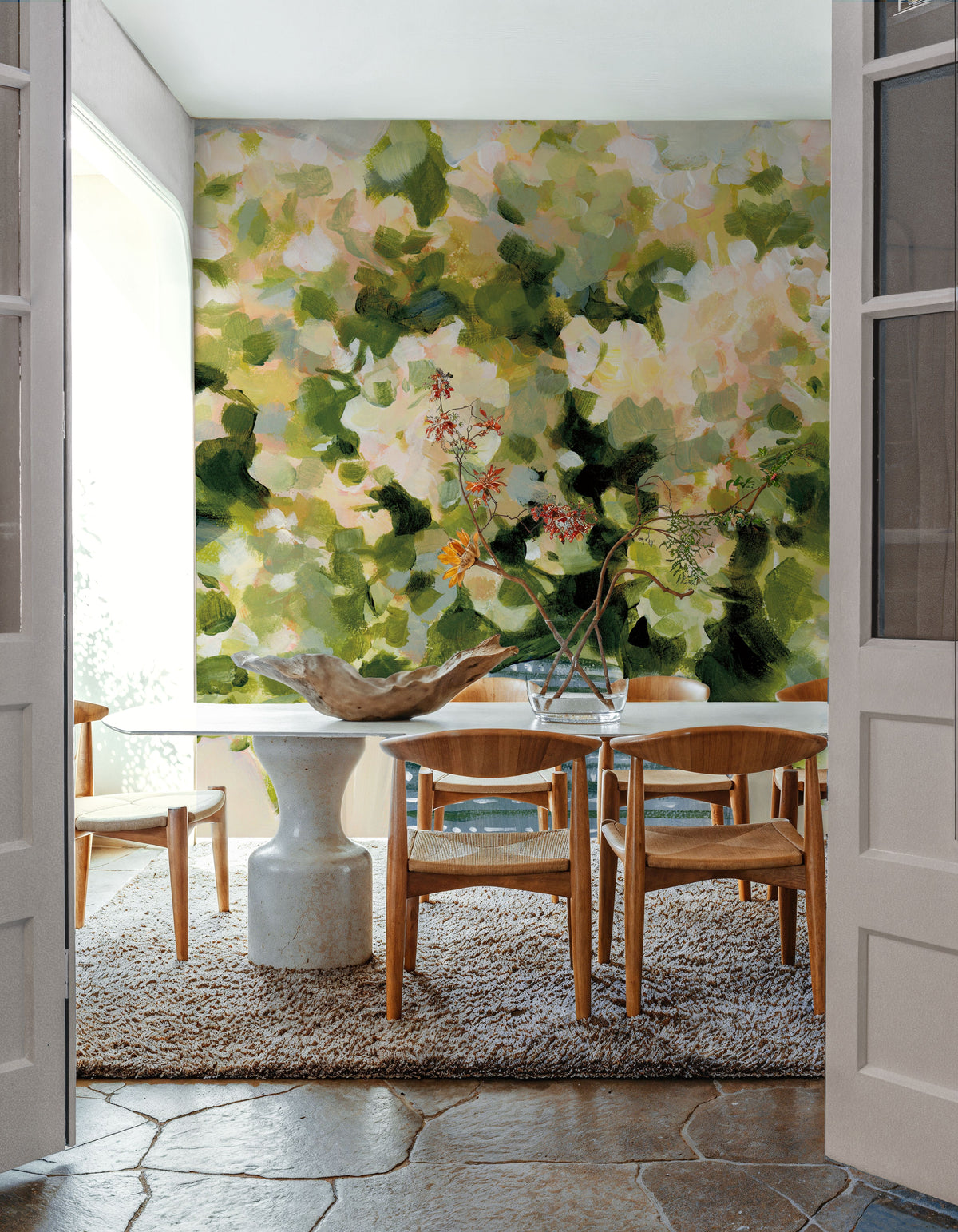 Hydrangeas in Vase Mural Wallpaper - room preview 02