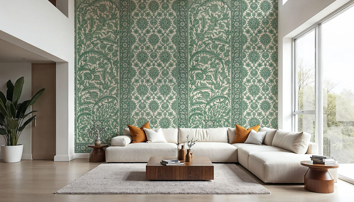 Riad Ornaments, Forest Green Mural Wallpaper - room preview 02