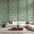 Riad Ornaments, Forest Green Mural Wallpaper - room preview 02