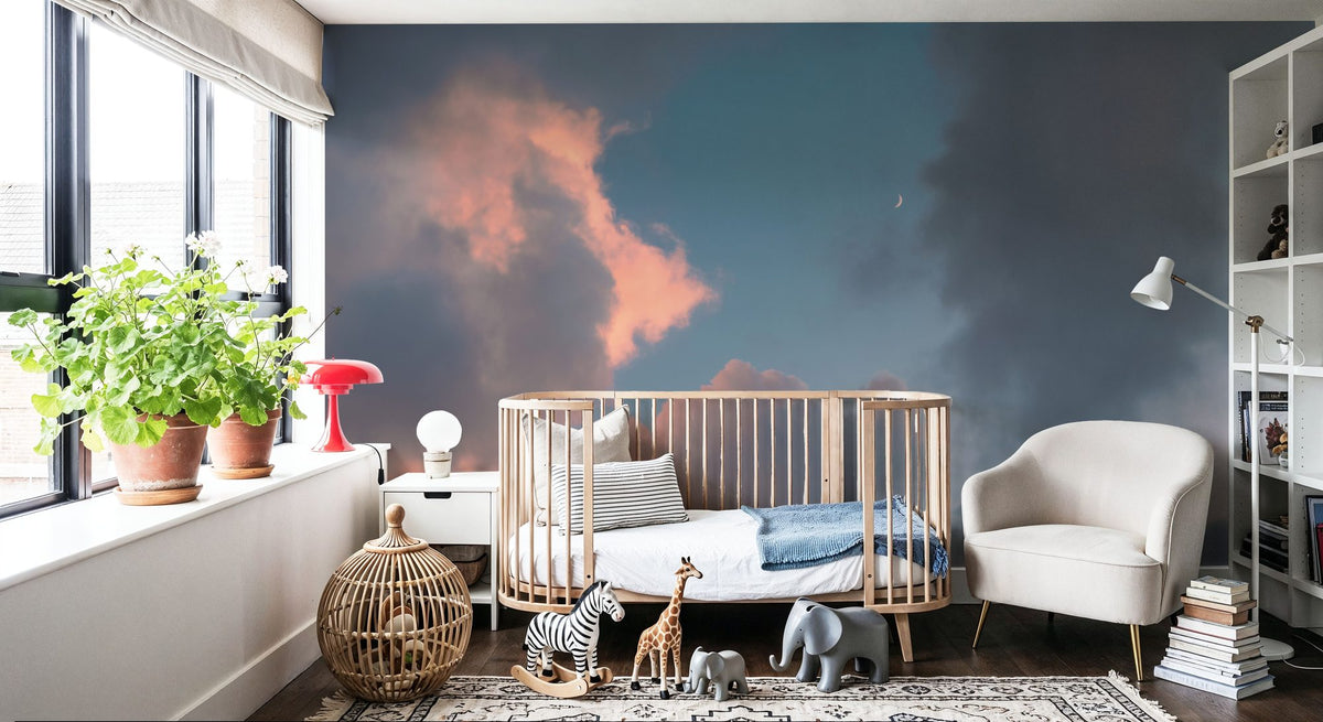 Blue Sky Moonrise Mural Wallpaper - room preview 02
