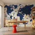 Sea This Map White Mural Wallpaper - room preview 02