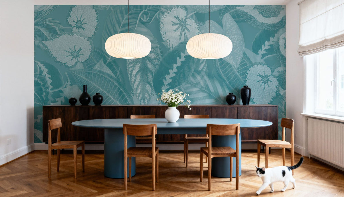 Secret Leaves Mural Wallpaper - Cool Tone - room preview 02