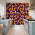 Koi Fish, Purple Mural Wallpaper - room preview 02