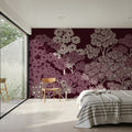 Overleaf Woodland, Burgundy Mural Wallpaper - room preview 02