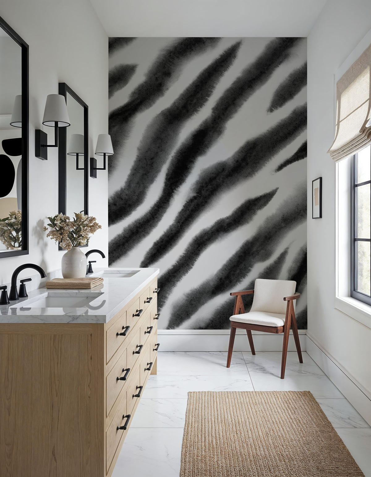 Watercolor Tiger Stripes, Zebra Mural Wallpaper - room preview 02