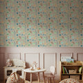 Flutterby Flowers Beige Mural Wallpaper - room preview 02