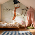 Deck the Halls Snowman Mural Wallpaper - room preview 02