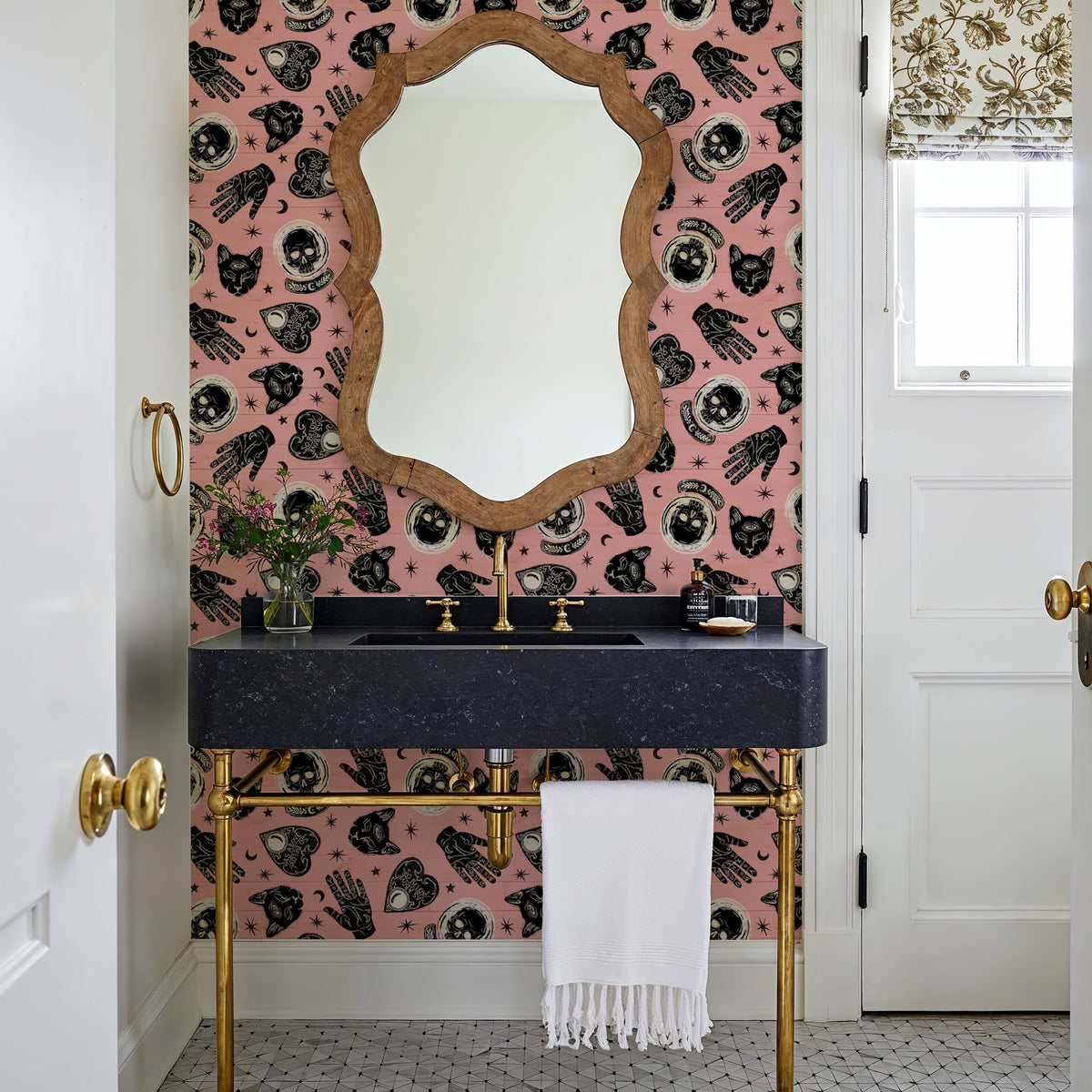 Symbolic Halloween Pink Mural Wallpaper - room preview 02