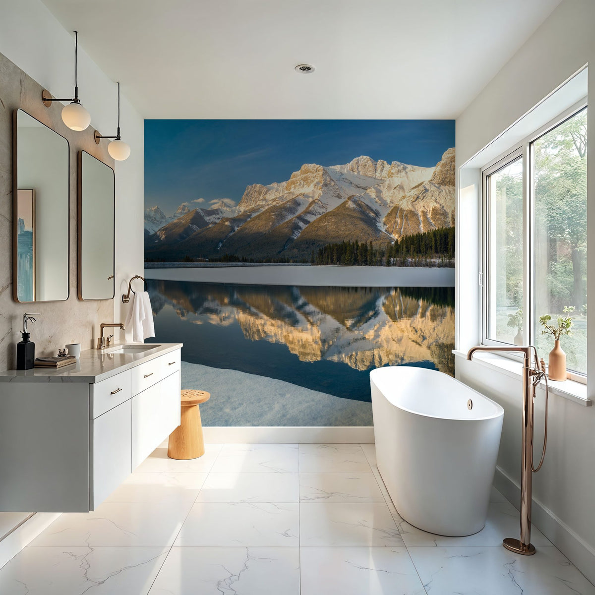 Three Sisters Mountain Winter Mural Wallpaper - room preview 02