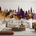 Salzburg Austria Skyline Purple & Gold Mural Wallpaper - room preview 02