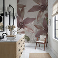 Big Orchids Sepia Mural Wallpaper - room preview 02
