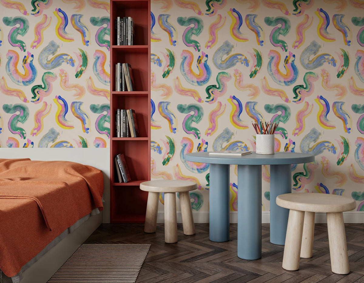 Rainbow Swirls Mural Wallpaper - room preview 02