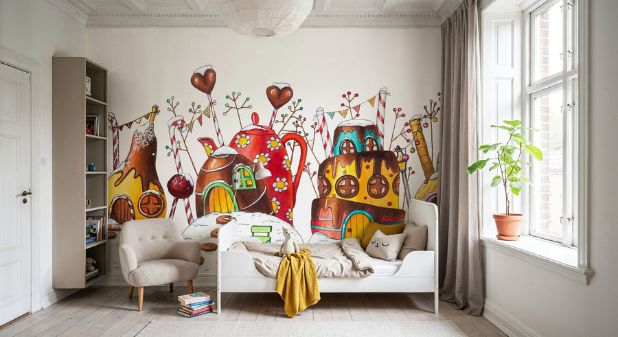 Kids Room Wallpaper Mural – Children Wall Mural – Christmas in Candyland