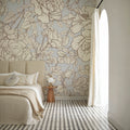 Vintage Rose Blueprint Mural Wallpaper - room preview 02