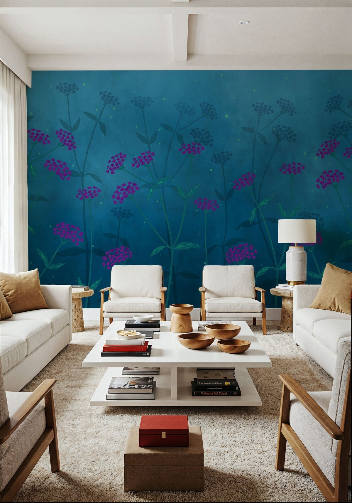 Twilight Garden Mural Wallpaper - Blue Tone - room preview 02