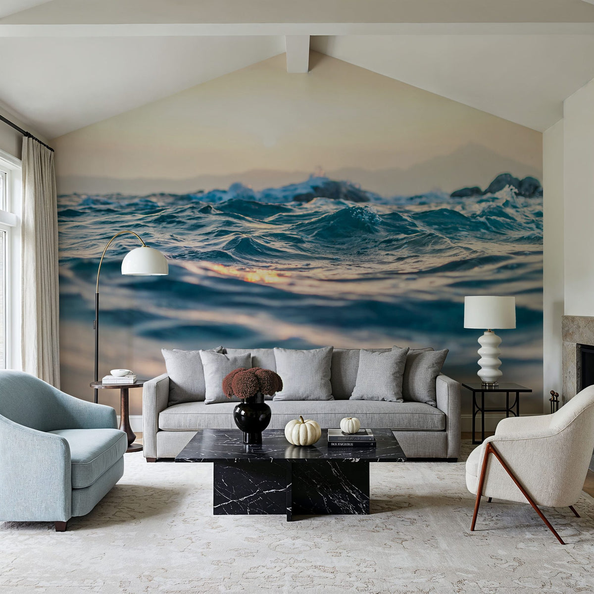 Ocean Waves Mural Wallpaper - room preview 02