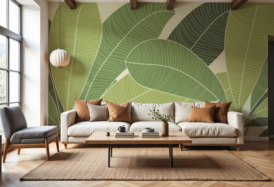 Monstera Wallpaper Mural – Tropical Leaf Wall Mural – 70s Monstera