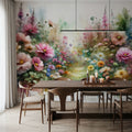 Flower Garden Watercolor Mural Wallpaper - room preview 02