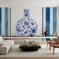 Chinoiserie Vase III Stripes Mural Wallpaper - room preview 02