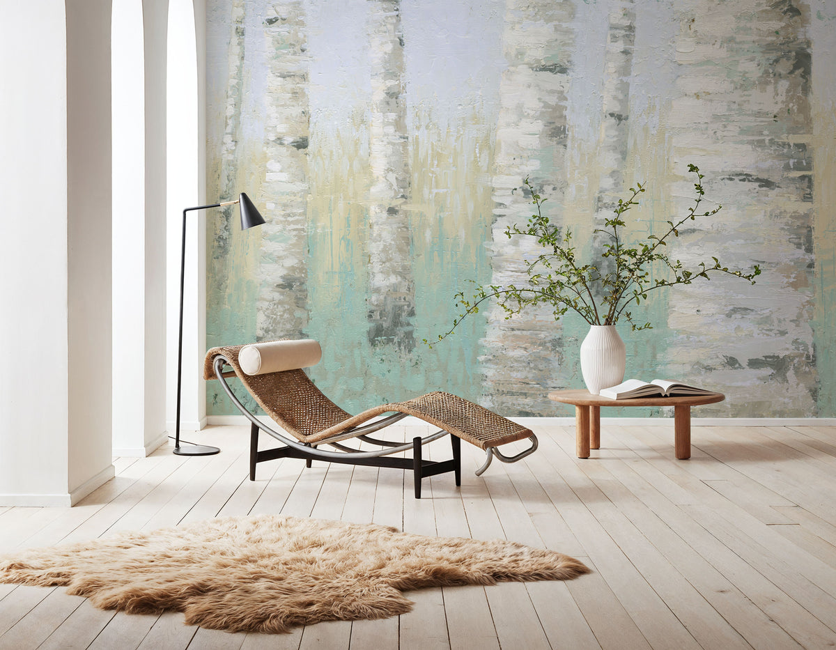 Blue Birch Mural Wallpaper - room preview 02