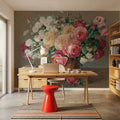 Antique Rose Bouquet Mural Wallpaper - room preview 02